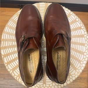 MENS 8.5W JOHNSTON & MURPHY BROWN LEATHER MONK STRAP SHOE